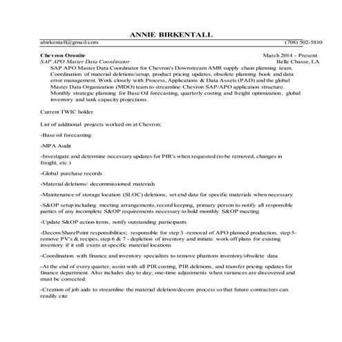 chevron projects resume