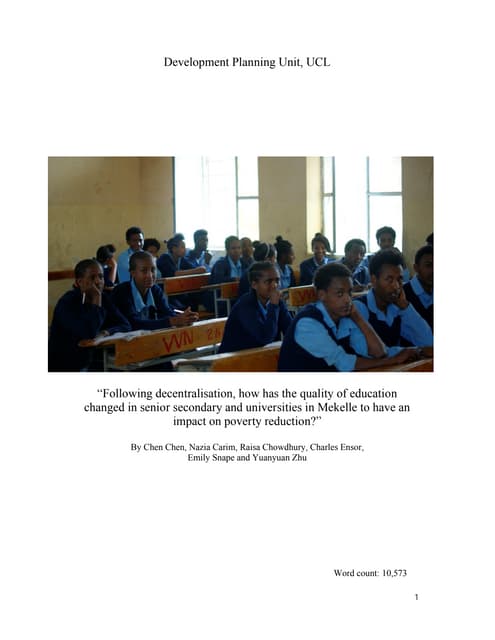 Decentralised Service Provision report submission