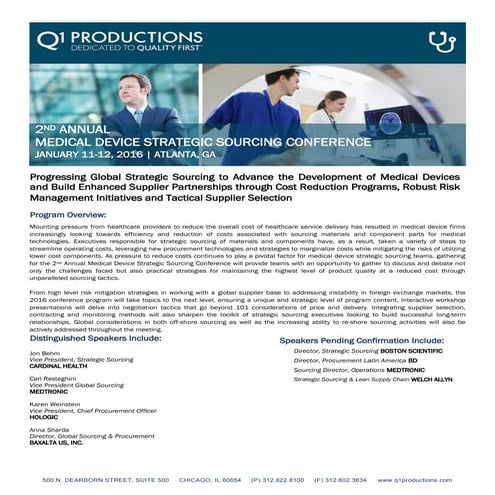 Draft Agenda 2nd Annual Device Strategic Sourcing