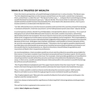 MAN IS A TRUSTEE OF WEALTH