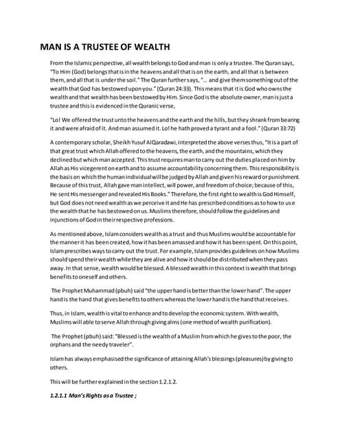 MAN IS A TRUSTEE OF WEALTH