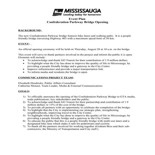 Miss Event Plan Confed Pkwy Bridge