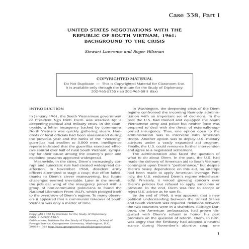 US Negotiations with the Republic of South Vietnam Case #338