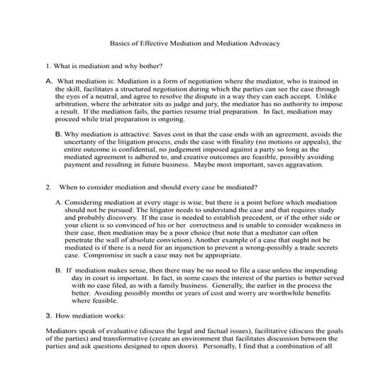 Role and Responsibilities of Mediator and Approach | PDF