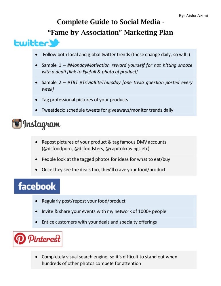 Social Media Plan Outline