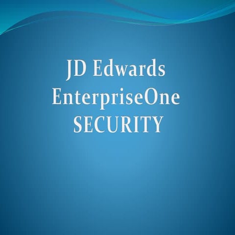 JDEdwards E1 Security