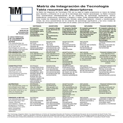 Matriz de Integración de Tecnología | PDF