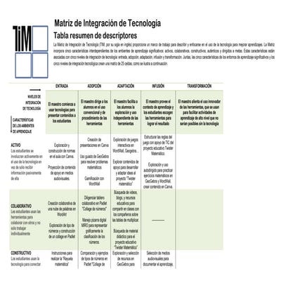 Matriz de Integración de Tecnología | PDF
