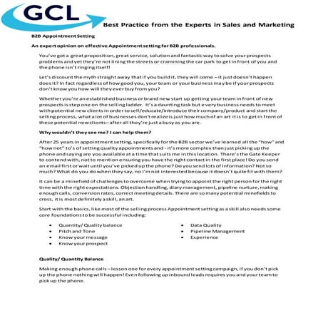 Appointment Setting Best Practice