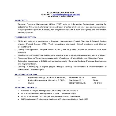 Jayaseelan PMO _April 2016