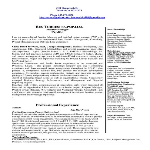 BEN TORRES RESUME -- OCT 31st 2016