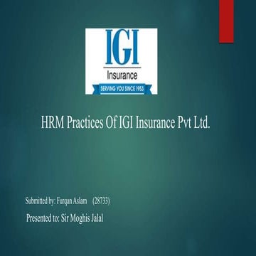 Human Resource Management Practices Of IGI Insurance Pvt Ltd.