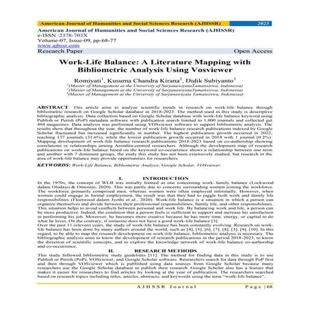 Work-Life Balance: A Literature Mapping with Bibliometric Analysis ...