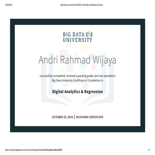 Big Data University DS0105EN Certificate _ Big Data University | PDF