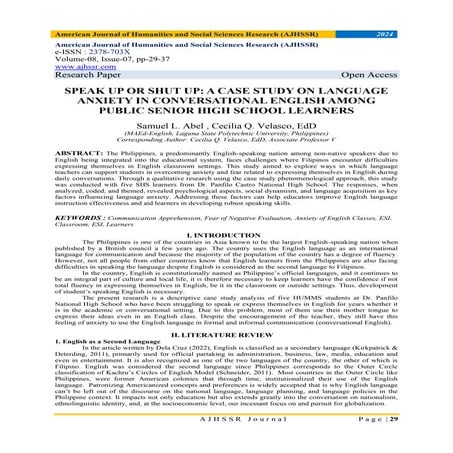 SPEAK UP OR SHUT UP: A CASE STUDY ON LANGUAGE ANXIETY IN CONVERSATIONAL ENGLI...