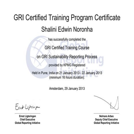 GRI Certificate