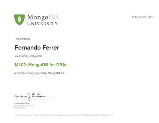 Certificate mongo 102 | PDF