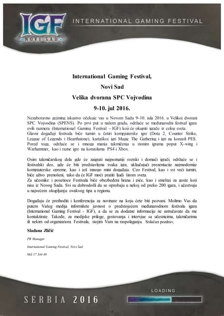 Igf Saopstenje Za Medije Pdf Igf Saopstenje Za Medije Pdf