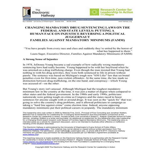 Changing Mandatory Drug Sentencing Laws