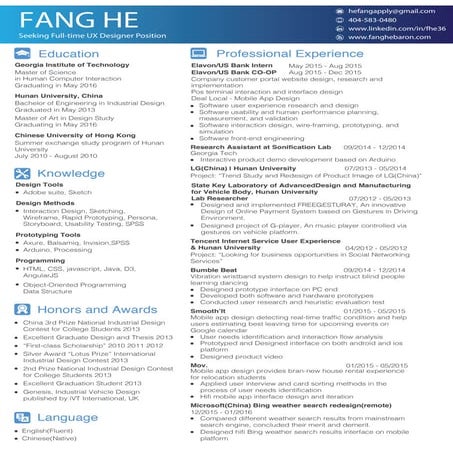 CV Fang He 2016 spring