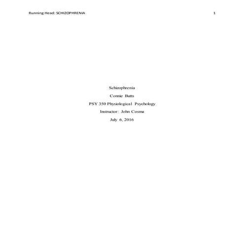 Final Paper on Schizophrenia