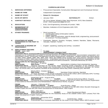 RG Goodyear Procurement CV Feb 2015