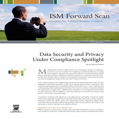 Data Security and Privacy Under The Compliance Spotlight April 2014