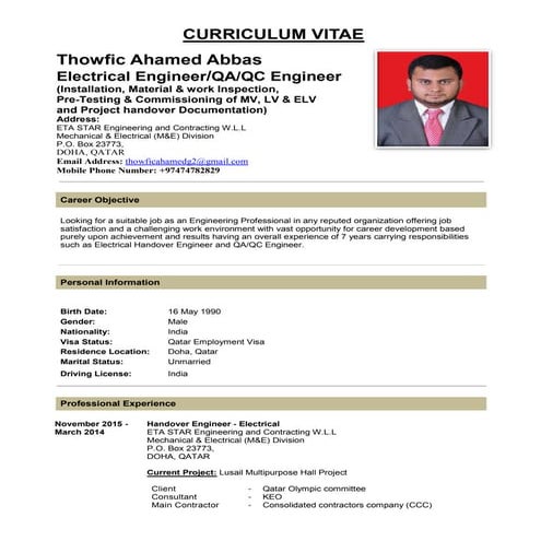 THOWFIC AHAMED CV