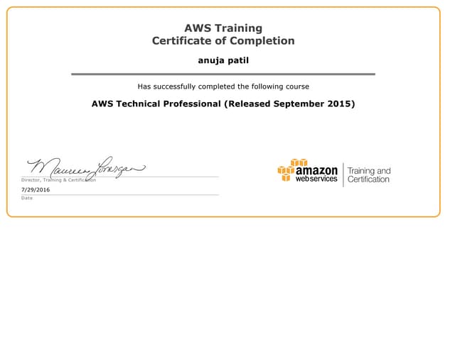 technical certificate aws