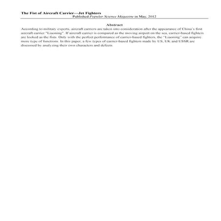 The Fist of Aircraft Carrier—Jet Fighters(With ABSTRACT)