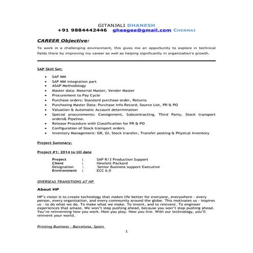 Gitanjali - SAP (MM)