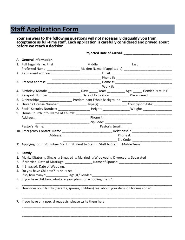 2 Staff Application Form