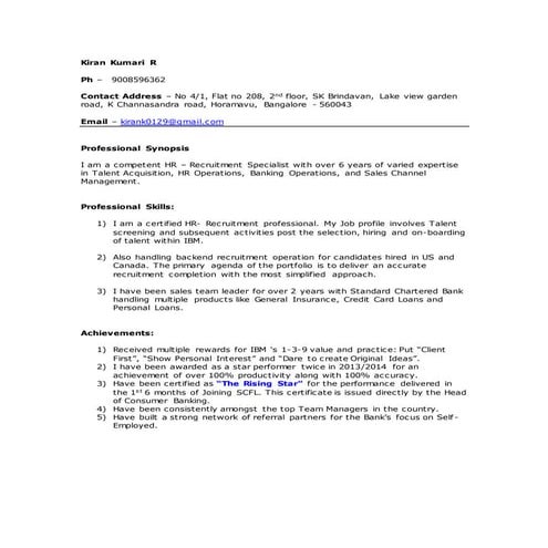 Kiran Kumari - Resume