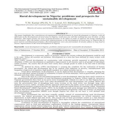 Rural development in Nigeria: problems and prospects for sustainable development