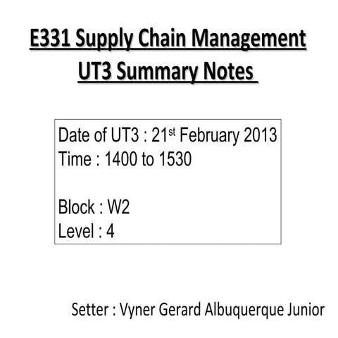 E331 Summary Notes | PPT
