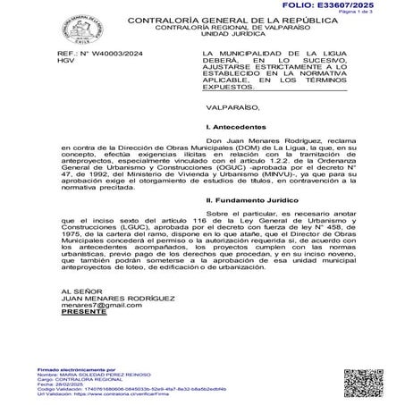 DOM no puede exigir copia de escritura ni planos del conservador