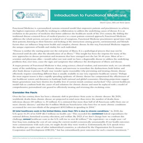 IFM Introduction to Functional Medicine | PDF