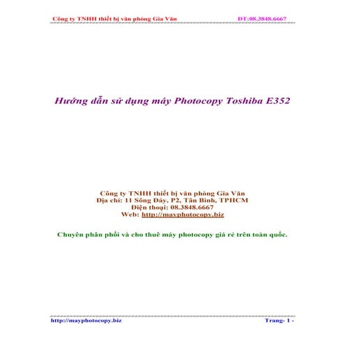Hướng dẫn sử dụng máy photocopy toshiba E352