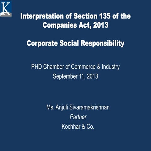 Corporate Social Responsibility - Interpretation of Section 135