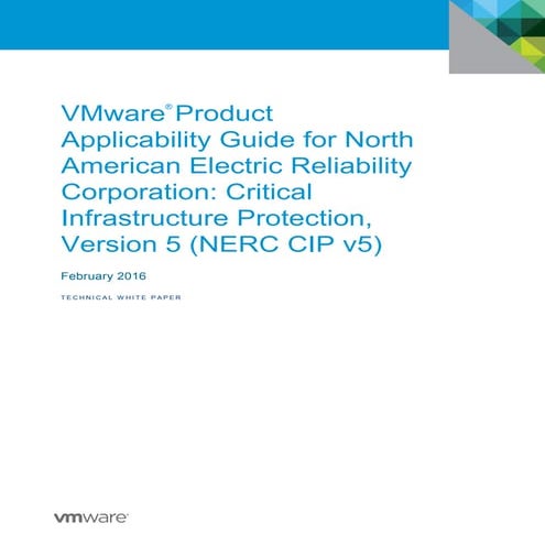 VMware Product Applicability Guide for NERC CIP v5 Final Version 1.0