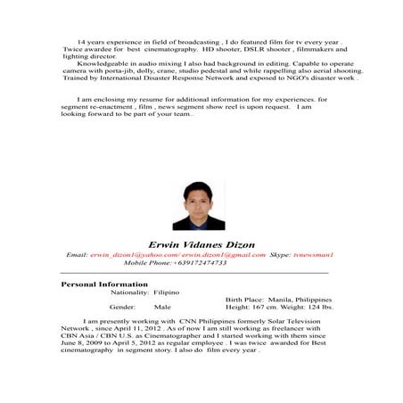 erwin dizon updated resume july 2016 | PDF
