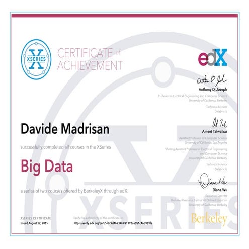 Big Data Certificate from BerkeleyX/Databricks