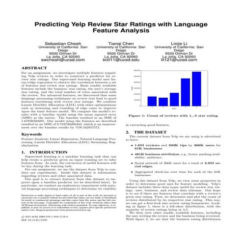 Predicting Yelp Review Star Ratings with Language