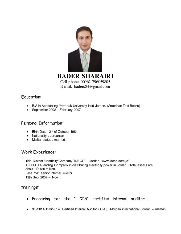 resume internal auditor