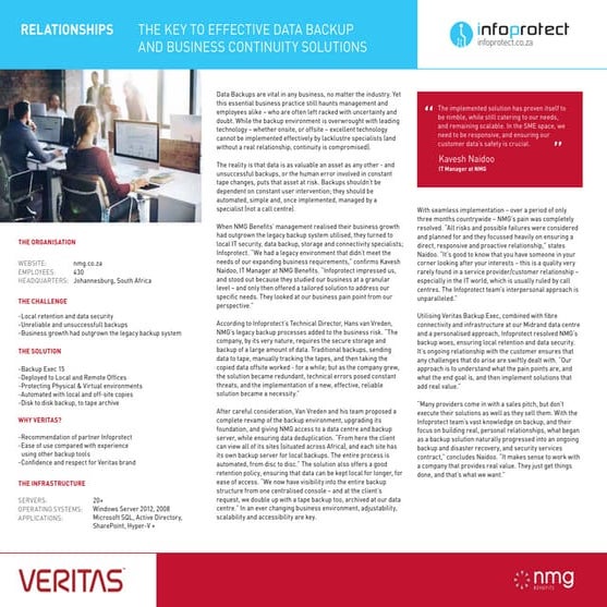 Infoprotect-NMG-Veritas Backup Case Study
