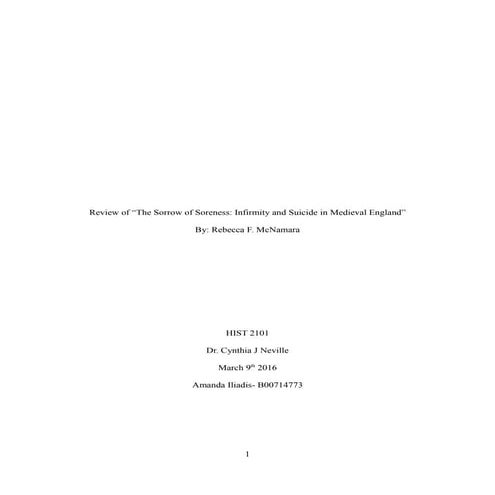 Second Article Review - Medieval England