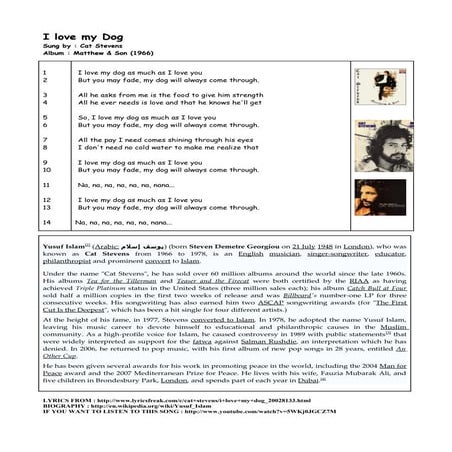 E3 Det I Love My Dog Cat Stevens