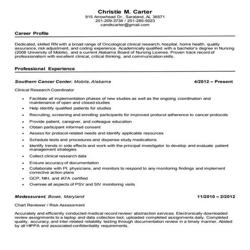Christie 2015 Resume
