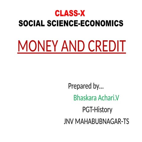 3 Money and Credit cbse class 10  Social science