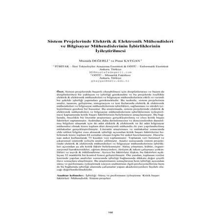 Sistem Projelerinde Elektrik & Elektronik Muühendisleri ve Bilgisayar Mühendi...